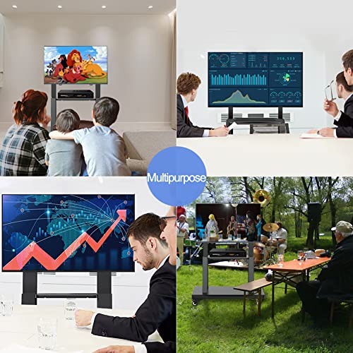 Hellsehen Mobile TV Cart,Rolling TVs Cart on Wheels Height Adjustable Heavy-Duty Floor Stand Base for 42-86 Inch LCD LED OLED Flat Panel Screens Smartboard Movable Holds up to 176lbs with Shelf - size: 42"-86"