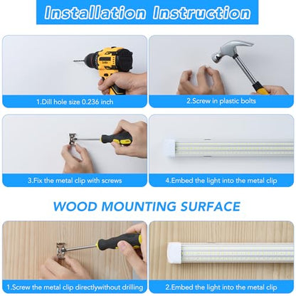 4PCS 4FT LED Shop Lights 60W 9600LM 6500K T8 V-Shape Linkable - size: 4FT-4PCS-6500K