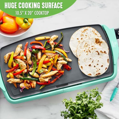 GreenLife 20" Extra Large Electric Griddle, Turquoise - color: Turquoise