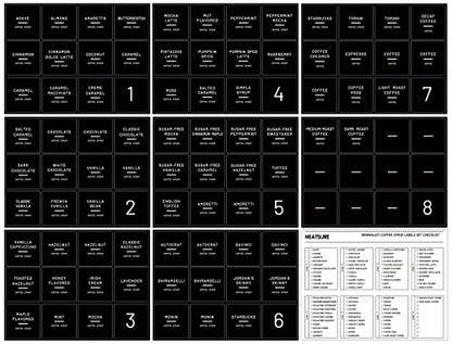 Neatsure 89 Coffee Syrup Labels for Coffee Bar Accessories, Minimalist Preprinted Coffee Stickers for Coffee Station, Essentials for Syrup Bottle & Dispenser Organization - style: Coffee Syrup Labels