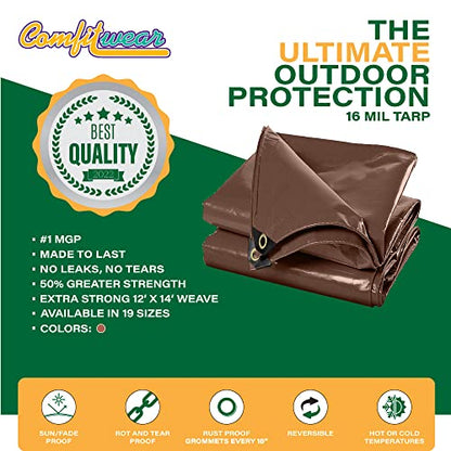 16 MIL Multi-Purpose Extra Heavy Duty Tarps - Car, Boat, Camping & General Purpose Waterproof Tarp Cover - size: 10' X 20'