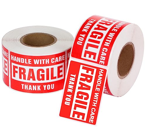 3 x 2 Inch Handle with Care Fragile Stickers for Shipping Moving Glass 1000 Permanent Adhesive Fragile Labels-2 Rolls - size: 3" x 2", style: 2 Rolls - 1000 PCS