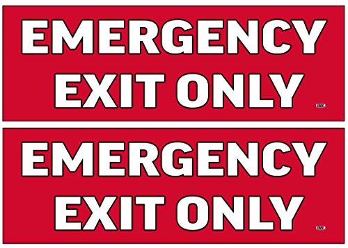 Rogue River Tactical 2 Pack Emergency Exit Only Red Sticker Set Sign Warning 9x3 Inch Vinyl Decal Indoor Outdoor Window Door Business Retail Store