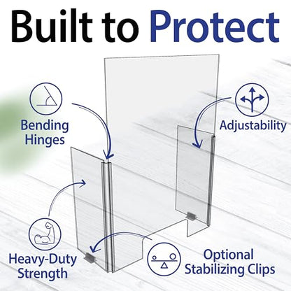 30" x 42" Acrylic Shield Plexiglass Sneeze Guard Barrier w/Cutout Transaction Opening, for Counters, Tables, Checkouts, or Desks - Shields and Protects from Coughing and Sneezing - Made in USA