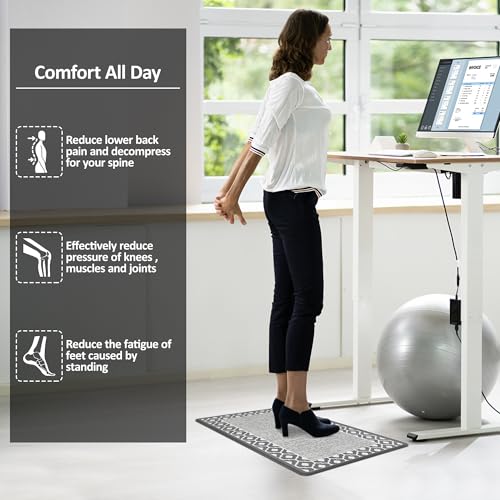 Small Anti Fatigue Kitchen Rug Kitchen Sink Rug Non Slip Kitchen Mats for Floor Cushioned Kitchen Rug Ergonomic Comfort Standing Mat for Kitchen Floor Office Sink Laundry 17.3"x27.5" Grey - color: White and Grey, size: 17.3" x 27.5"