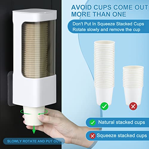 Chengu 2 Pcs Wall Mounted Bathroom Cup Dispenser for 3-5 oz Cups, White - color: White