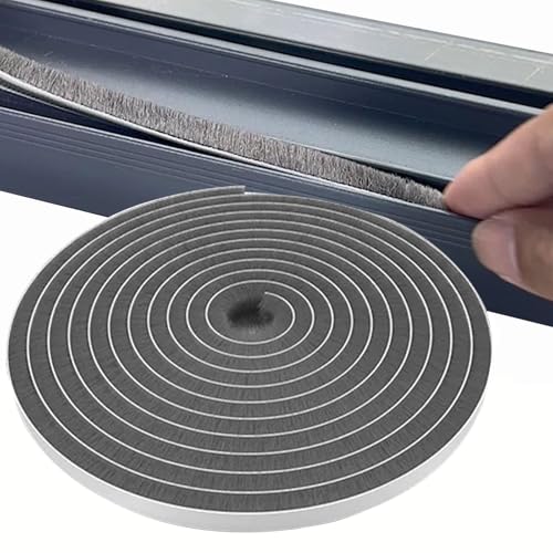 33 Ft Weather Stripping Door Seal Tape,Window Noise Blocker,Noise Blocker for Room,Self-Adhesive Soundproof Foam Insulation,Gray - color: Gray, size: 0.9in Brush x 0.4in Backing x 33Ft