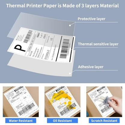 4 x 6 Direct Thermal Shipping Labels - Shipping Address Stickers Perforated and Strong Adhesive, Thermal Labels for Rollo & Zebra Printer（1000pcs per Stack,1 Stack） - size: 1000Pcs /Stack, style: 1 Stack