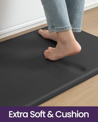 DEXI Anti Fatigue Kitchen Floor Mat Cushioned Standing Runner 48x20, Black - color: Black, size: 48"L x 20"W x 0.7"Th