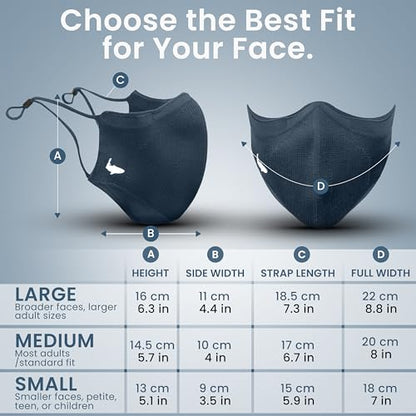 INHERENT Reusable Face Mask, Anti-Odor, Adjustable, Comfortable - style: Navy - Large