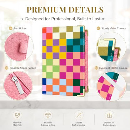 Server Book,7 Pocket Zipper Organizer,Server Books for Waitress - color: Checkered2
