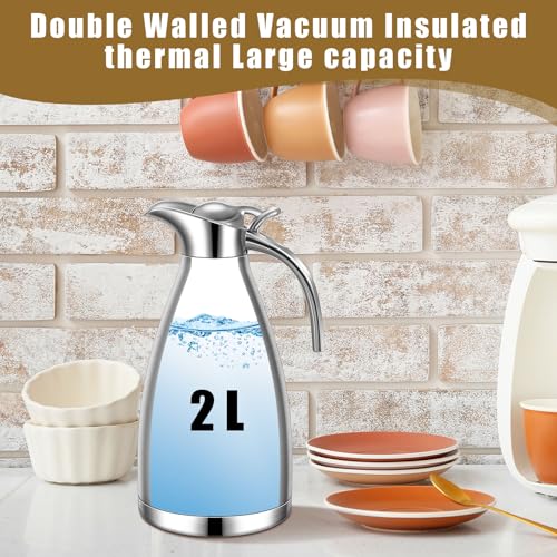 Uiifan 2 Pcs 68oz Thermal Coffee Carafe for Keeping Hot/Cold - color: Black, Silver