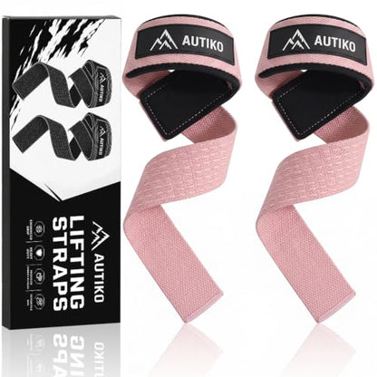 Lifting Straps for Weightlifting Padded Wrist Straps for Gym - color: PINK