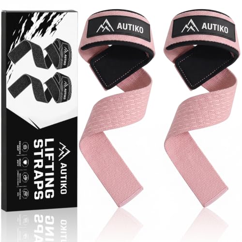 Lifting Straps for Weightlifting Padded Wrist Straps for Gym - color: PINK