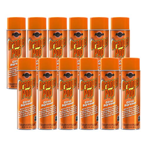 HI-TECH Orange Pop Foaming Citrus Cleaner Degreaser – Heavy Duty Multi-Surface Spray with D-Limonene – Industrial Strength – 12 Pack – Pleasant Citrus Scent - size: 1.25 Fl Oz (Pack of 12)