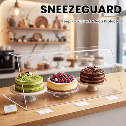 Briwooody Sneeze Guard for Counter Acrylic with Anti-slip Pads for Catering, Buffets, Restaurants, 23.62 x 12.2 x 9.45 Inches