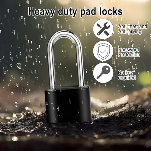Faburo 2pcs Combination Lock, Heavy Duty Combo Lock, Combination Padlock - color: 2pcs-Long-Black