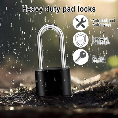 Faburo 2pcs Combination Lock, Heavy Duty Combo Lock, Combination Padlock - color: 2pcs-Long-Black
