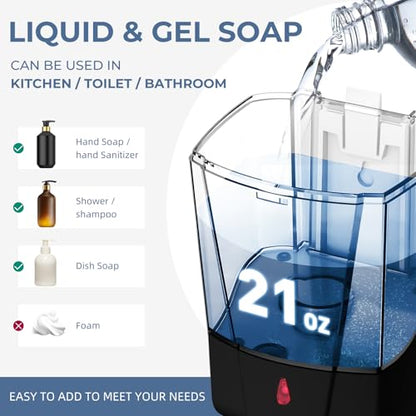 interhasa! Automatic Soap Dispenser Wall Mount 20oz Refillable Liquid Hand Sanitizer Dispenser Commercial Soap Dispenser for Bathroom Support Liquid Gel - color: Black