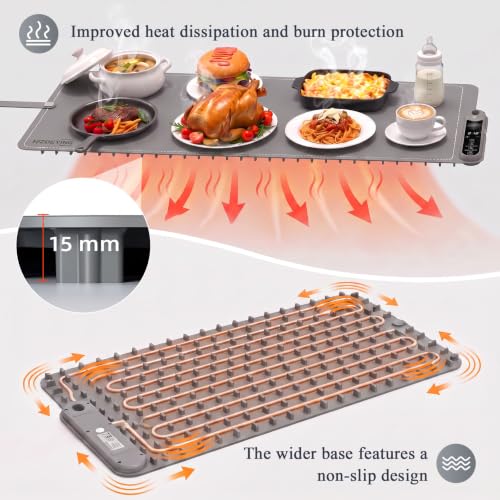Warming Mat for Food, 32"x15", 7 Heat Levels, 8-Hour Timer, Fast Heat - size: 32“x15”