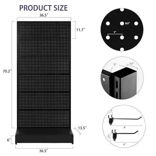 Eastern Tree Pegboard Display Stand, 3x6.5 Feet Gondola Retail Shelving Wall Display for Convenient Grocery Office Supply or Retail Stores, Standing Peg Board Display Rack, No Including 4 Shelves - size: 1 Unit 3 x 6.5 Feet