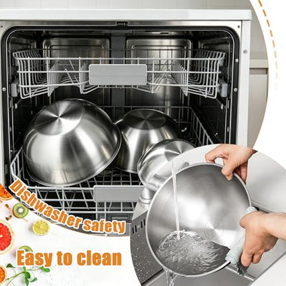 3 Pcs Stainless Steel Mixing Bowls Set, Metal Baking Bowls (1.5,2.2,3.4 Qt)