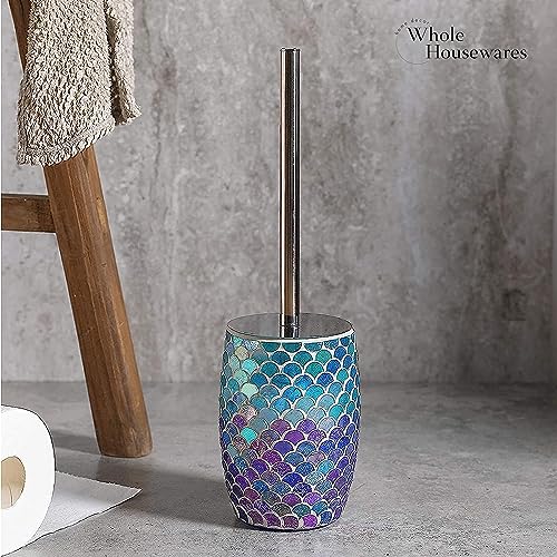 WHOLE HOUSEWARES | Modern Toilet Brush Set | Toilet Bowl Brush and Holder | Bathroom Accessory Set | Toilet Brushes for Bathroom | Freestanding Mosaic Toilet Bowl Cleaner (Mermaid) - color: Mermaid