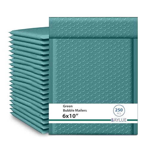Green Bubble Mailers 6x10 Poly Padded Envelopes #0, 250 Pack Bulk - color: Green, size: 6"x10" / 250 Pack