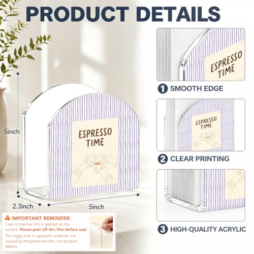 Espresso Time Coffee Print Acrylic Napkin Holder for Cafe Counter Decor - color: Espresso