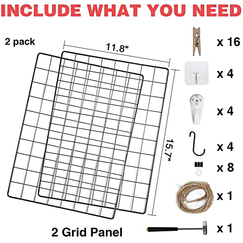 C&AHOME Photo Wall Display Set of 2, Wall Grid Panel, 17.7" x 25.6", Black - color: Black, size: 15.7 x 11.8 (40x30cm)