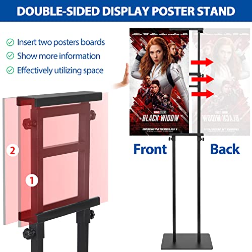 2Pack Poster Stand for Display, Heavy Duty Floor Standing Sign Holder, Double-Sided Poster Board Stand, Adjustable Height Up to 80 inch, Outdoor Banner Stand for Board & Foam Display, Black - size: 2 Pack Poster Stand