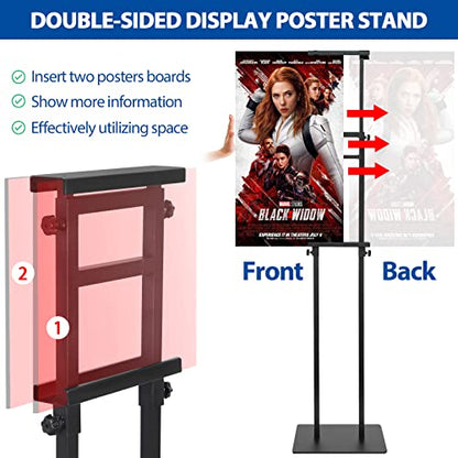 2Pack Poster Stand for Display, Heavy Duty Floor Standing Sign Holder, Double-Sided Poster Board Stand, Adjustable Height Up to 80 inch, Outdoor Banner Stand for Board & Foam Display, Black - size: 2 Pack Poster Stand