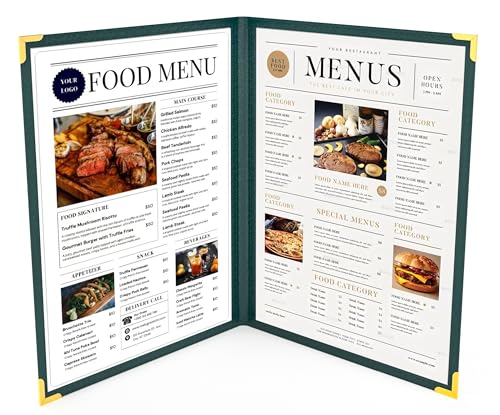 10Pcs Green PVC Clear Menu Covers 8.5x11, Bifold, 2 Page 4 View - color: green, size: 2 Pages - 8.5" x 11"
