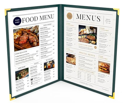 10Pcs Green PVC Clear Menu Covers 8.5x11, Bifold, 2 Page 4 View - color: green, size: 2 Pages - 8.5" x 11"