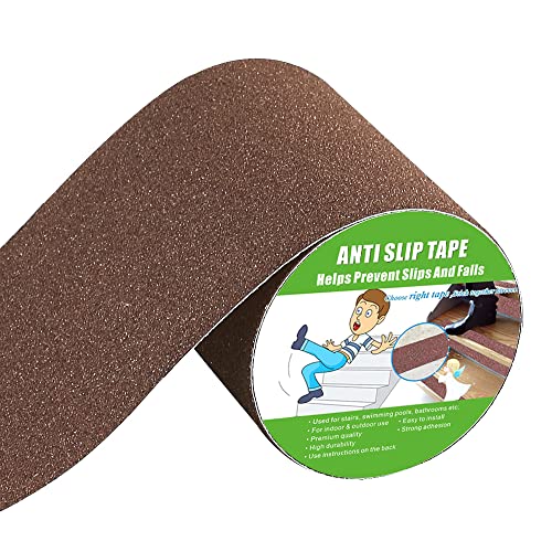 Yorwe Anti Slip Tape for Stairs & Ramps, Traction Grip (6" x 190", Brown) - color: Brown, size: 6" Width x 190" Long