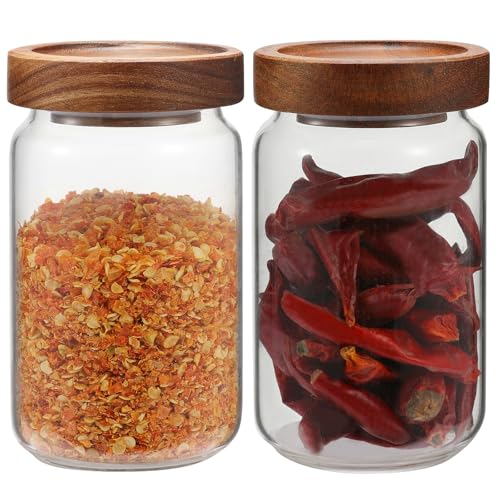 Small Glass Jar with Lids Mini Glass Bottle Glass Storage Canister Borosilicate Glass Containers for Spice Ground Nut Pasta Sugar Candy Tea (6.7oz（200ml)-2 PACK - color: 6.7oz（200ml)-2 PACK