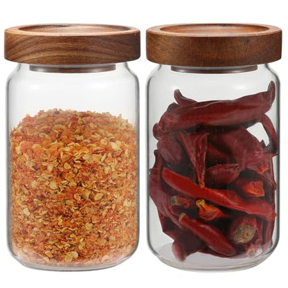 Small Glass Jar with Lids Mini Glass Bottle Glass Storage Canister Borosilicate Glass Containers for Spice Ground Nut Pasta Sugar Candy Tea (6.7oz（200ml)-2 PACK - color: 6.7oz（200ml)-2 PACK