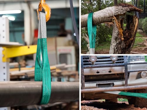 Lift Sling Straps, 2" x 10' Heavy Duty Flat Eye Lift Sling - color: Green, size: 2" x 10'