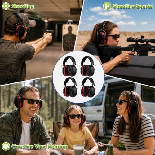 Yunsailing 4 Pack Ear Muffs for Noise Reduction - color: Red