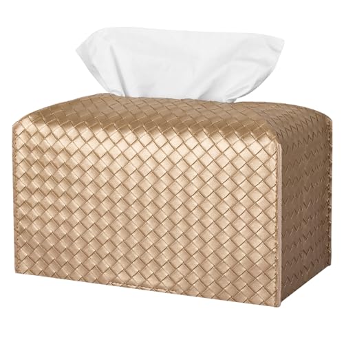 Tissue Box Cover Rectangle Leather Facial Paper Holder, Gold - color: Gold, size: rectangle