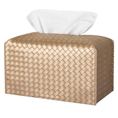 Tissue Box Cover Rectangle Leather Facial Paper Holder, Gold - color: Gold, size: rectangle