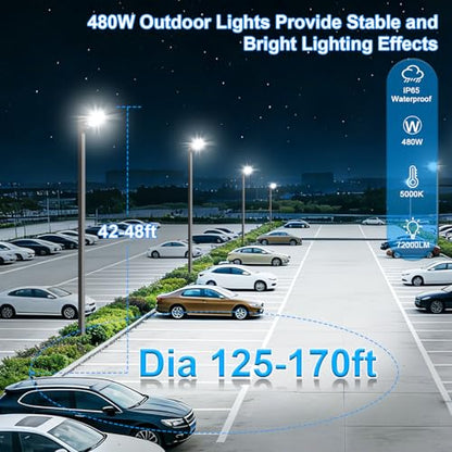 480W LED Parking Lot Light Dusk to Dawn Photocell 5000K 2Pack - size: 480W/Wall Mount/2PC