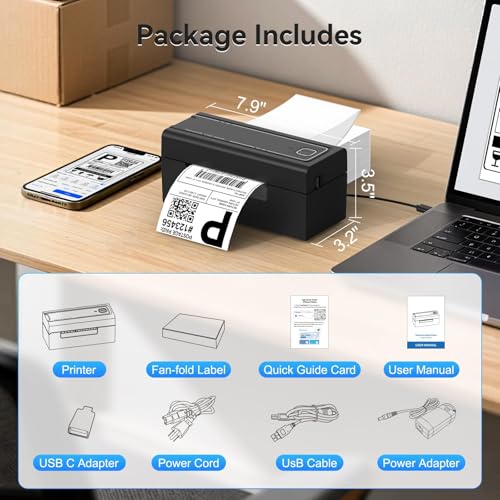Bluetooth Thermal Shipping Label Printer, Wireless 4x6 Shipping Label Printer, Compatible with Android, iPhone, Mac & Windows, Widely Used for, Amazon, Shopify, Etsy, USPS(Black) - color: Black