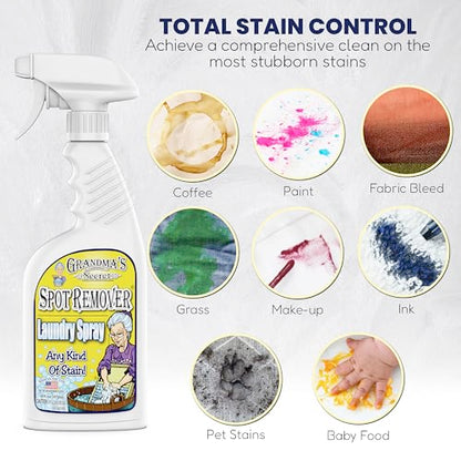 Grandma's Secret Spot Remover Laundry Spray - Chlorine, Bleach and Toxin-Free for Clothes - Fabric Stain Remover Removes Oil, Paint, Blood and Pet Stains - 16 oz & 2 oz Combo, DuoPack - size: Combo Pack, style: Spot Remover