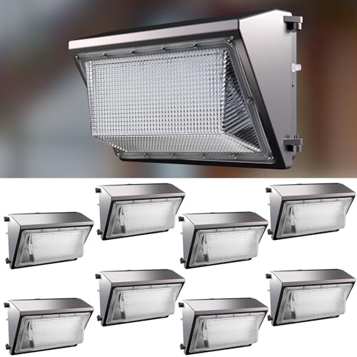 Lightdot 8 Pack 200W LED Wall Pack Lights, Wall Mount Outdoor Exterior Lighting, 100-277V, 30000LM Dusk-to-Dawn, IP65 ETL, 60ft Coverage Area, Parking Lots, Building Exteriors, Backyard/Factory - style: 200W