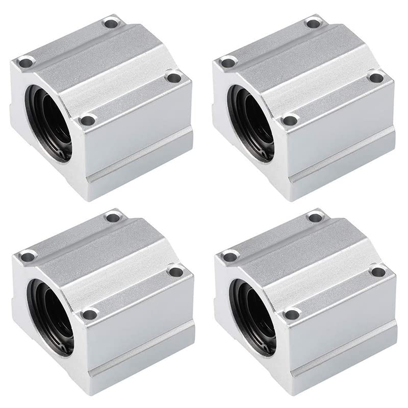 Linear Motion Ball Bearing Slide Block, SCS20UU 20mm Pillow Block Closed Linear Bearing Aluminum Bushing Linear Rail Support Guide Shaft Bearing for CNC 3D Printer Parts 4 Pack - size: 20mm