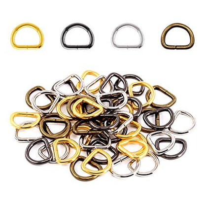Swpeet 60Pcs Heavy Duty 1 Inch / 25mm Metal D Ring, Webbing Belts Buckle Metal Rings for for Belt Bags DIY Accessories Keychains Belts and Dog Leash - Sliver, Bronze, Gold, Gun-Black (Metal D Ring) - style: Metal D Ring
