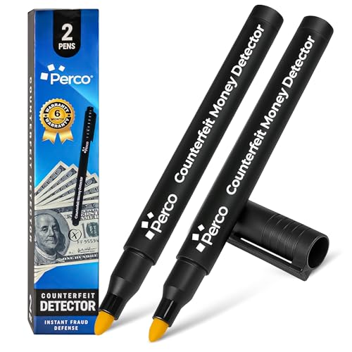 Perco Counterfeit Money Detector Pen - Universal Currency Checker - 2 Pack - size: 1 Count (Pack of 2)