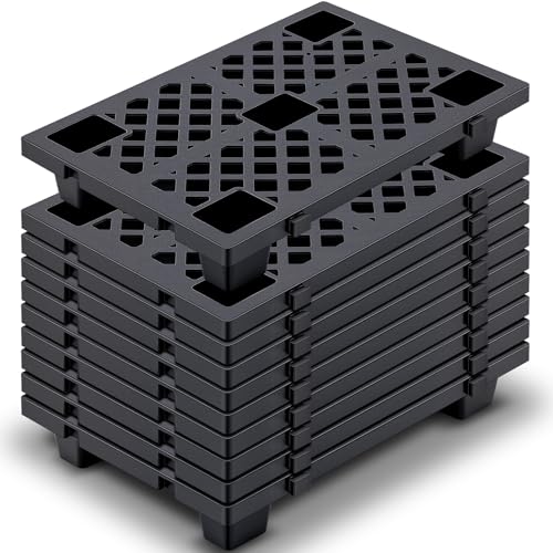 10 Pcs Plastic Pallets for Basement Storage, 23.6 x 15.8 x 3.9 Inch, Black - color: Black, size: 23.6 x 15.8 x 3.9 Inch