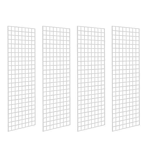 Commercial Grade Gridwall Panels – Heavy Duty Grid Panel for Any Retail Display, 2’ Width x 6’ Height, 4 Gridwall Panels Per Carton (White Finish) - color: White, size: 2'x6' (Pack of 4)